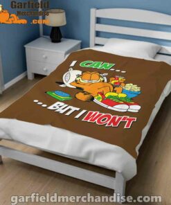 garfield can but wont brown blanket