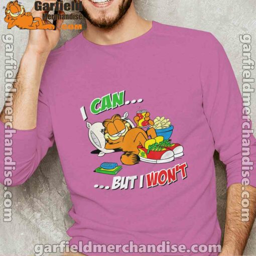 garfield can but wont male with pink long sleeve