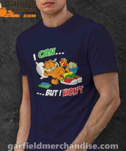 garfield can but wont navy men shirt