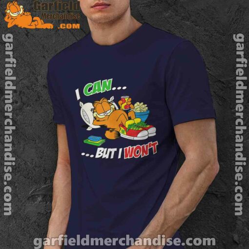 garfield can but wont navy men shirt