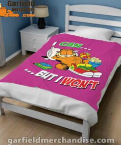 garfield can but wont pink blanket