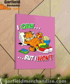 garfield can but wont pink canvas