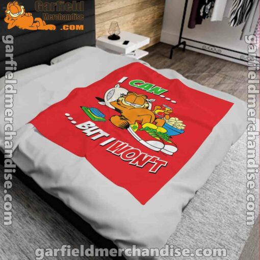 garfield can but wont red blanket