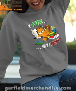 garfield can but wont women gray hoodies