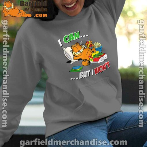 garfield can but wont women gray hoodies