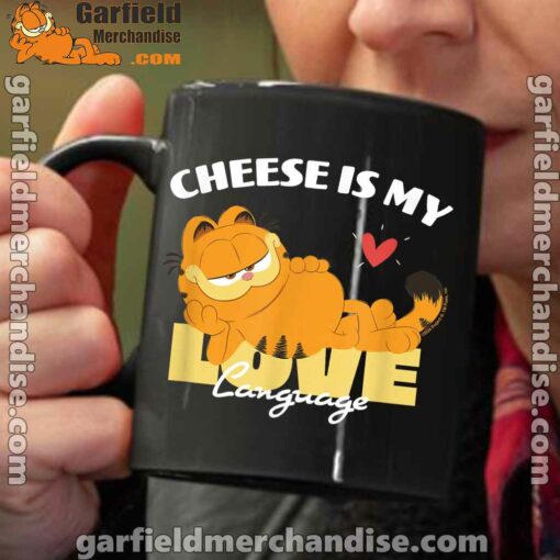 garfield cheese is my love lasagna black coffee mug