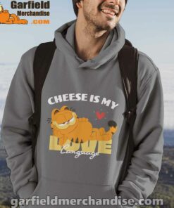 garfield cheese is my love lasagna brown men hoodie