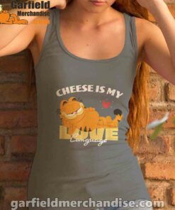 garfield cheese is my love lasagna brown tank top women