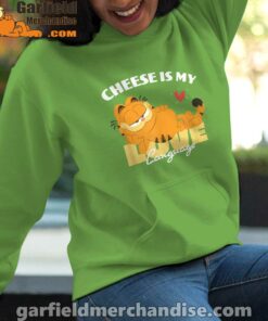 garfield cheese is my love lasagna green women hoodie