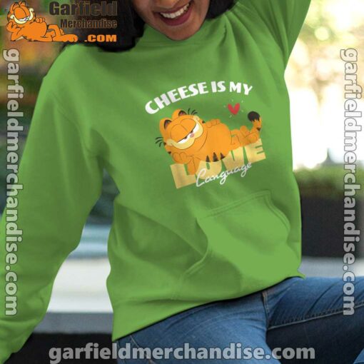 garfield cheese is my love lasagna green women hoodie