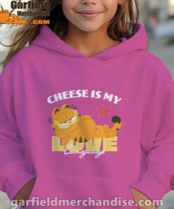 garfield cheese is my love lasagna kids girl pink hoodies