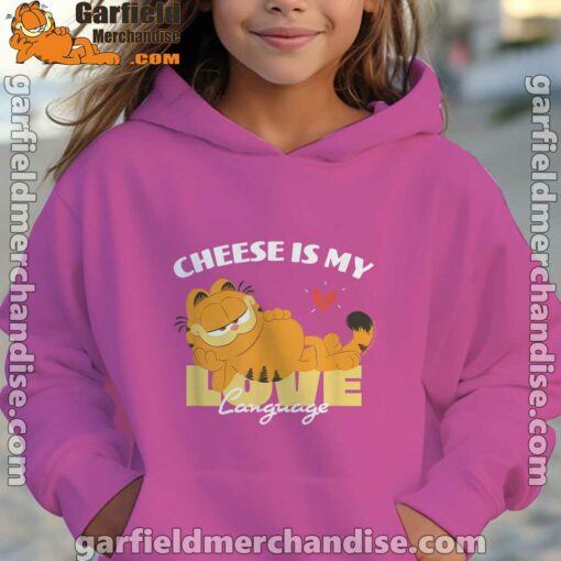 garfield cheese is my love lasagna kids girl pink hoodies