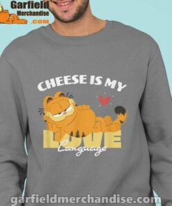 garfield cheese is my love lasagna men brown sweatshirts