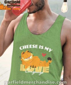 garfield cheese is my love lasagna men green tank tops