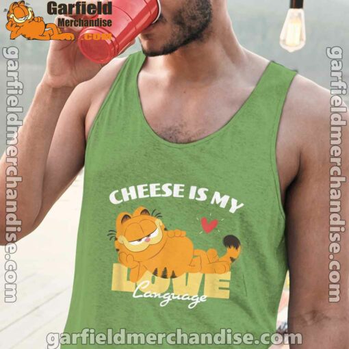 garfield cheese is my love lasagna men green tank tops