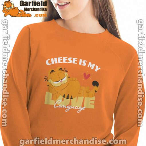 garfield cheese is my love lasagna orange sweatshirts for women