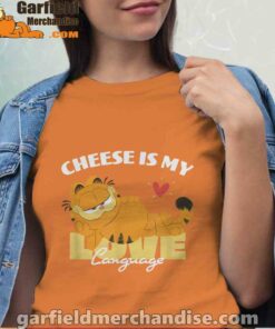 garfield cheese is my love lasagna women orange t shirt