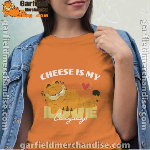 garfield cheese is my love lasagna women orange t shirt