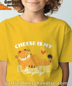 garfield cheese is my love lasagna yellow t shirt for kid boy