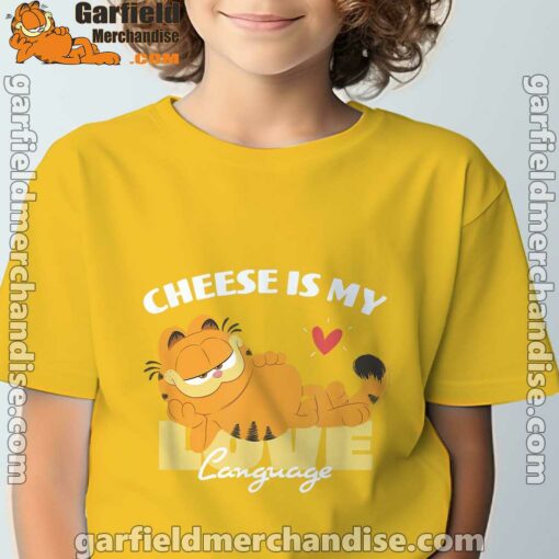 garfield cheese is my love lasagna yellow t shirt for kid boy