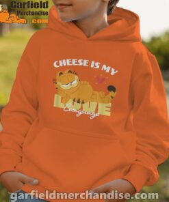 garfield cheese is my love lasagna youth boy orange hoodie