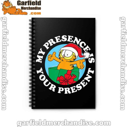 garfield christmas my presence is your present black notebook