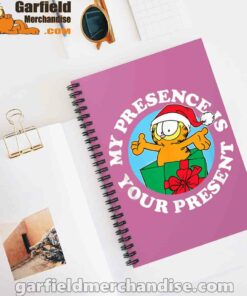 garfield christmas my presence is your present pink notebook