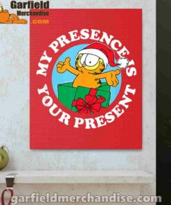 garfield christmas my presence is your present red canvas