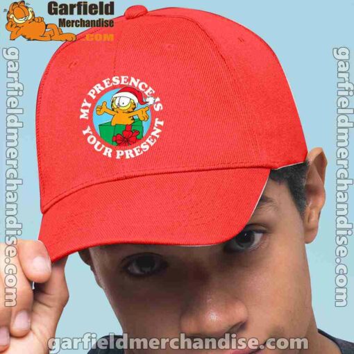 garfield christmas my presence is your present red hat