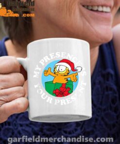 garfield christmas my presence is your present white coffee mug