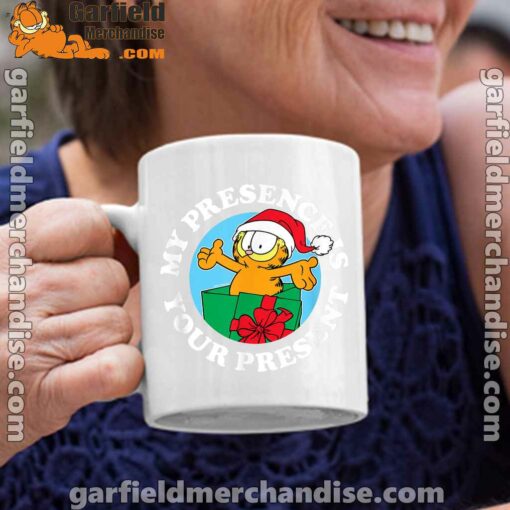 garfield christmas my presence is your present white coffee mug