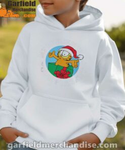 garfield christmas my presence is your present white hoodie for boy kids