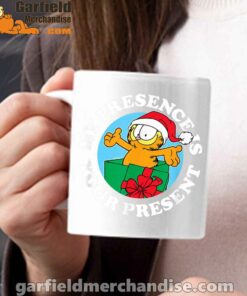 garfield christmas my presence is your present white mug