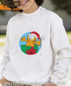 garfield christmas my presence is your present white sweatshirt for kid boy