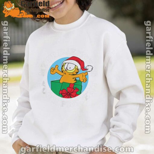 garfield christmas my presence is your present white sweatshirt for kid boy