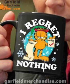 garfield christmas naughty list regret nothing black coffee mug