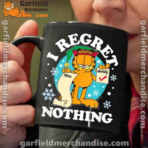 garfield christmas naughty list regret nothing black coffee mug