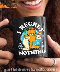 garfield christmas naughty list regret nothing black mug