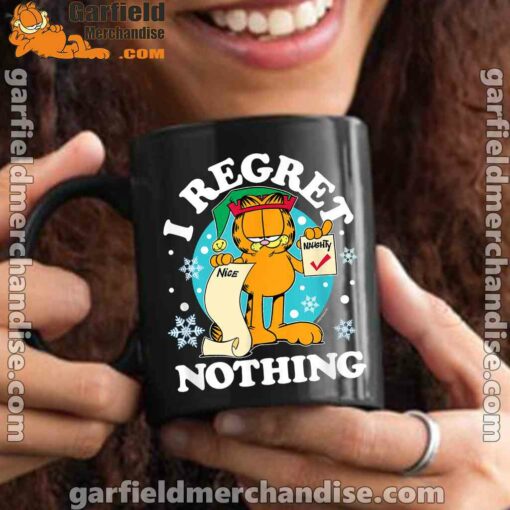 garfield christmas naughty list regret nothing black mug