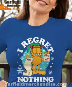 garfield christmas naughty list regret nothing blue long sleeve with women