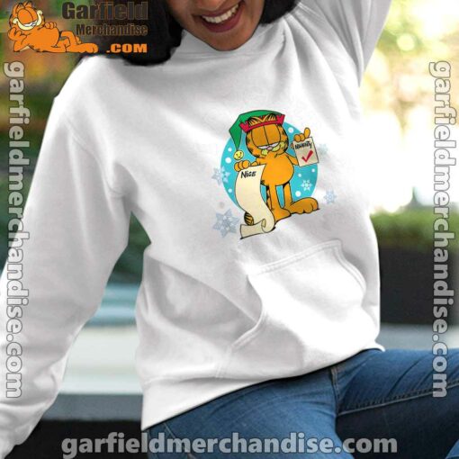 garfield christmas naughty list regret nothing female white women hoodie