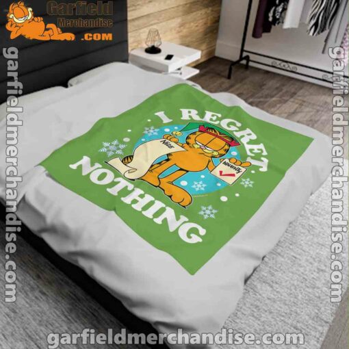 garfield christmas naughty list regret nothing green blanket