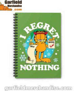 garfield christmas naughty list regret nothing green notebook