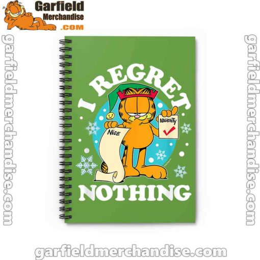 garfield christmas naughty list regret nothing green notebook