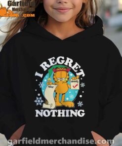 garfield christmas naughty list regret nothing kids girl hoodie black