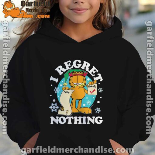 garfield christmas naughty list regret nothing kids girl hoodie black