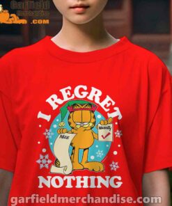 garfield christmas naughty list regret nothing kids girl red t shirt female