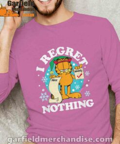 garfield christmas naughty list regret nothing male with pink long sleeve