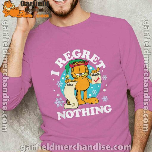 garfield christmas naughty list regret nothing male with pink long sleeve