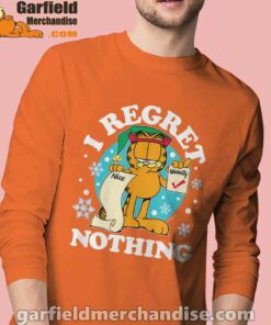 garfield christmas naughty list regret nothing orange long sleeve for men